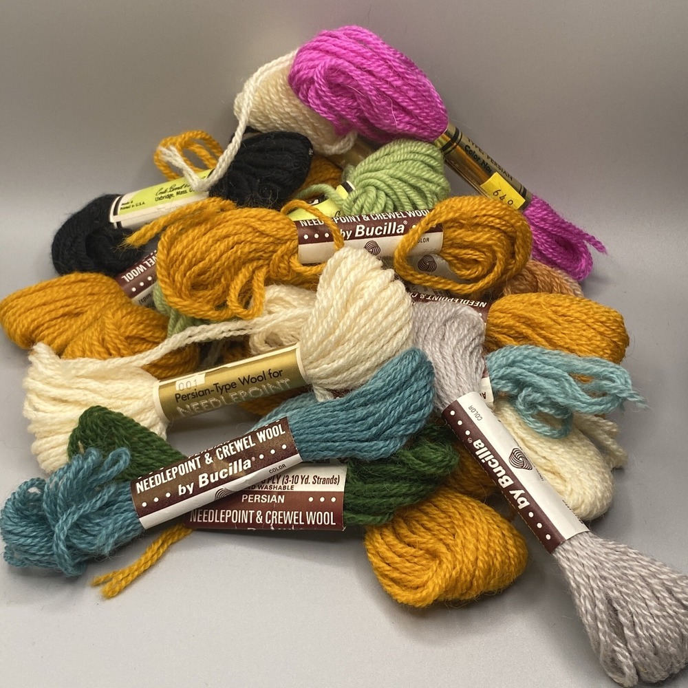 Lot Vintage Persian Needlepoint &‎ Crewel Wool Mixed Colors Some Partial Skeins
